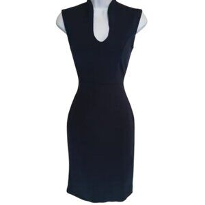 Rolla Coster Navy Blue Bodycon Midi Dress w/ Gold Exposed Back Zipper